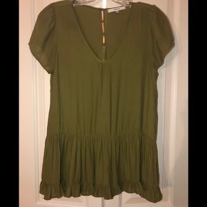 Ro & De Green Peplum Top